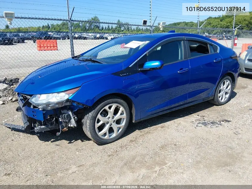 2016 Chevrolet Volt Premier VIN: 1G1RD6S52GU137914 Lot: 45539385