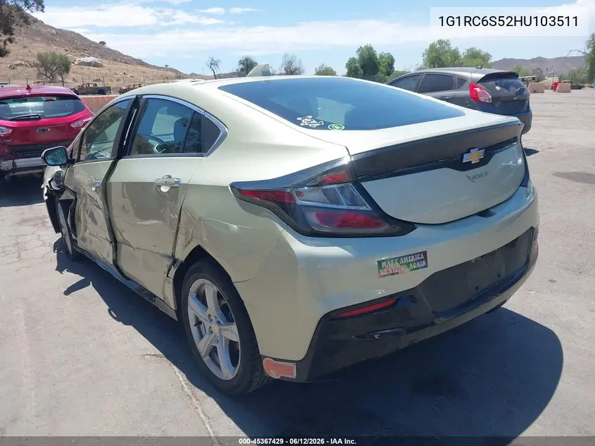 2017 Chevrolet Volt Lt VIN: 1G1RC6S52HU103511 Lot: 45367429