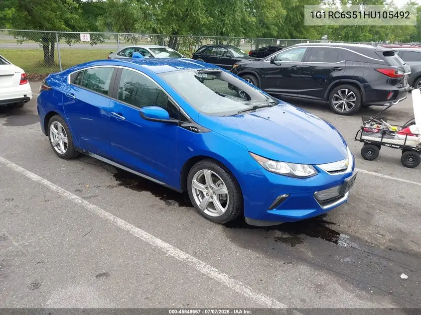2017 Chevrolet Volt Lt VIN: 1G1RC6S51HU105492 Lot: 45548667