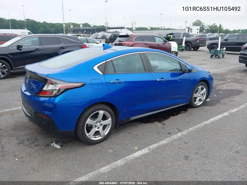 2017 Chevrolet Volt Lt VIN: 1G1RC6S51HU105492 Lot: 45548667
