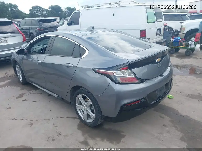 2018 Chevrolet Volt Lt VIN: 1G1RC6S52JU136286 Lot: 45339959