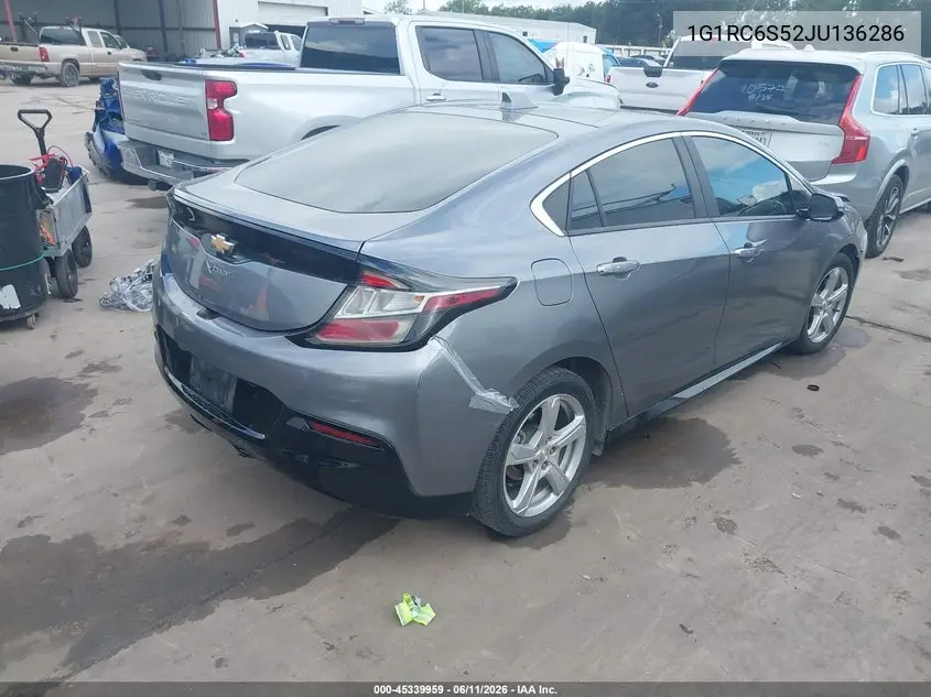 2018 Chevrolet Volt Lt VIN: 1G1RC6S52JU136286 Lot: 45339959
