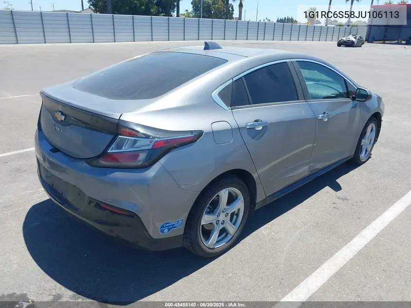 2018 Chevrolet Volt Lt VIN: 1G1RC6S58JU106113 Lot: 45485140