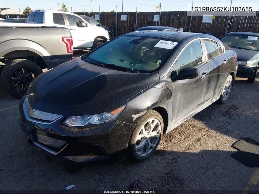 2019 Chevrolet Volt Premier VIN: 1G1RB6S57KU102655 Lot: 45581274