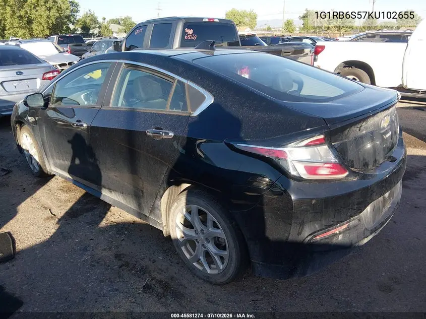 2019 Chevrolet Volt Premier VIN: 1G1RB6S57KU102655 Lot: 45581274