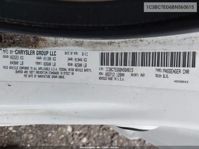 1C3BC7EG6BN560615 2011 Chrysler 200 Limited