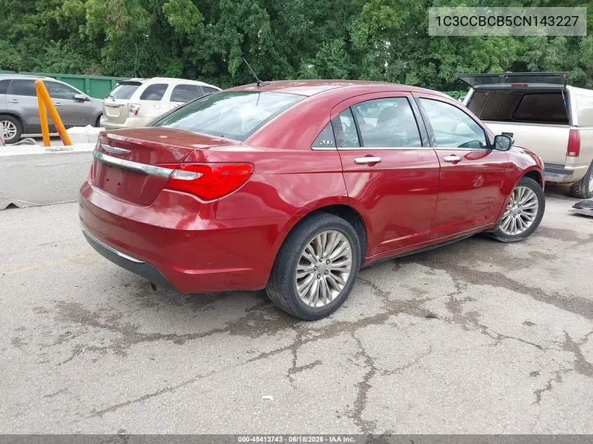 2012 Chrysler 200 Limited VIN: 1C3CCBCB5CN143227 Lot: 45413743