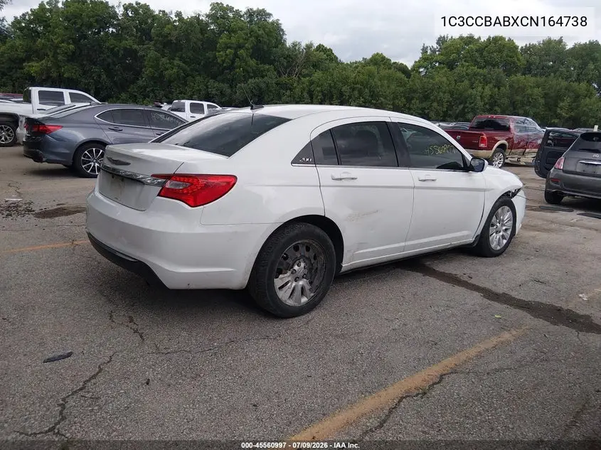 2012 Chrysler 200 Lx VIN: 1C3CCBABXCN164738 Lot: 45560997