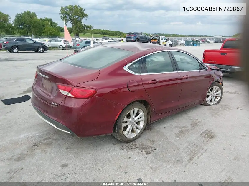 2015 Chrysler 200 Limited VIN: 1C3CCCAB5FN720867 Lot: 45413032