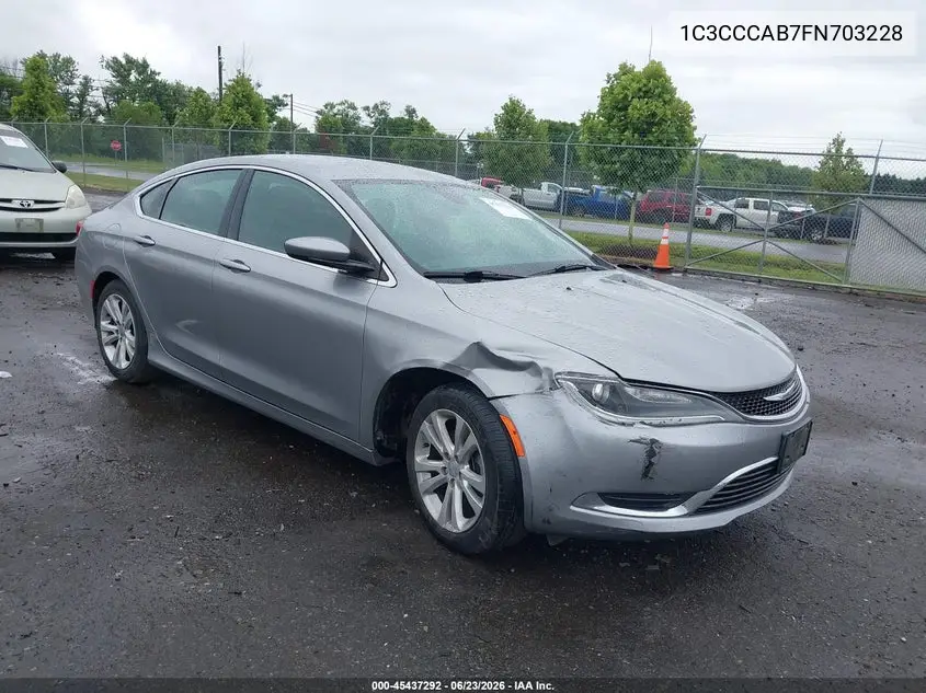 2015 Chrysler 200 Limited VIN: 1C3CCCAB7FN703228 Lot: 45437292