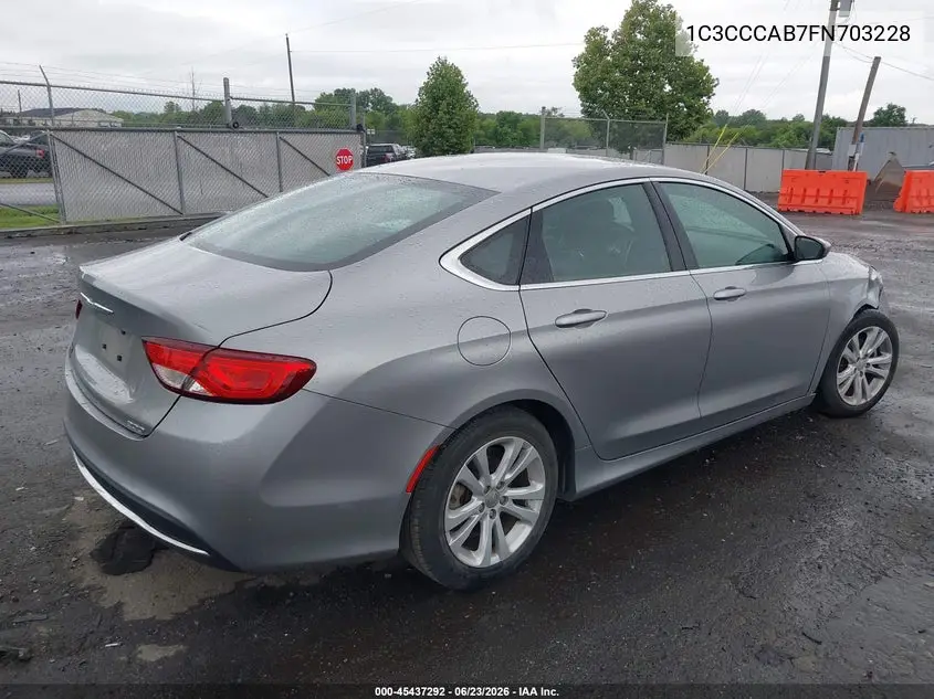 2015 Chrysler 200 Limited VIN: 1C3CCCAB7FN703228 Lot: 45437292