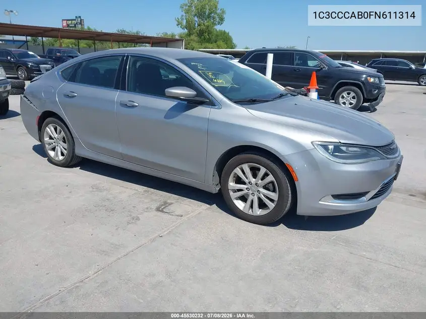 2015 Chrysler 200 Limited VIN: 1C3CCCAB0FN611314 Lot: 45530232