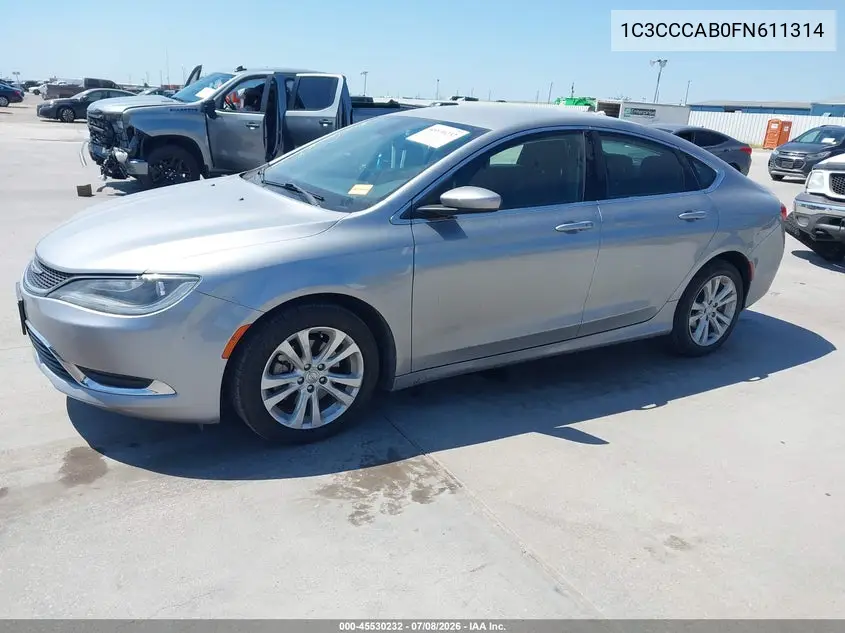 2015 Chrysler 200 Limited VIN: 1C3CCCAB0FN611314 Lot: 45530232