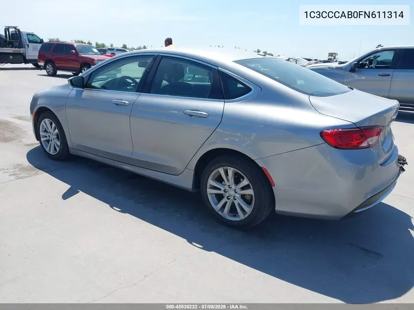 2015 Chrysler 200 Limited VIN: 1C3CCCAB0FN611314 Lot: 45530232