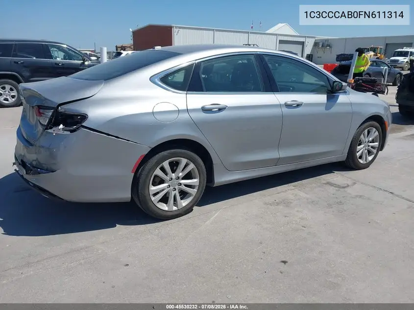 2015 Chrysler 200 Limited VIN: 1C3CCCAB0FN611314 Lot: 45530232