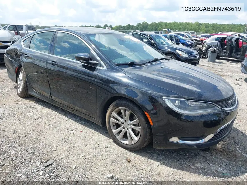 2015 Chrysler 200 Limited VIN: 1C3CCCAB2FN743619 Lot: 45555168
