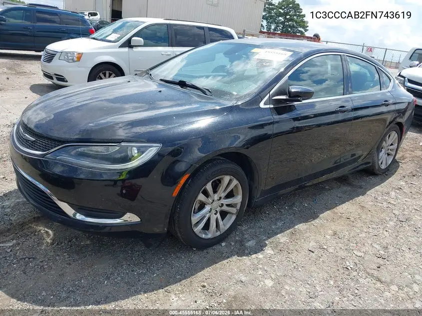 2015 Chrysler 200 Limited VIN: 1C3CCCAB2FN743619 Lot: 45555168