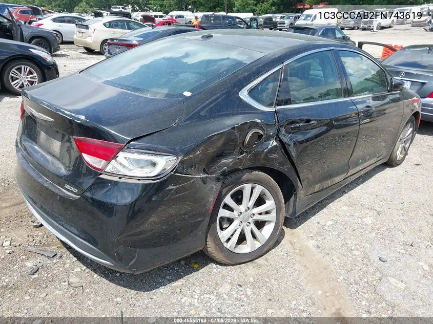 2015 Chrysler 200 Limited VIN: 1C3CCCAB2FN743619 Lot: 45555168