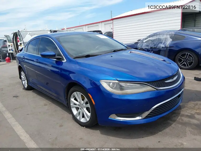 2015 Chrysler 200 Limited VIN: 1C3CCCAB9FN722816 Lot: 45624057