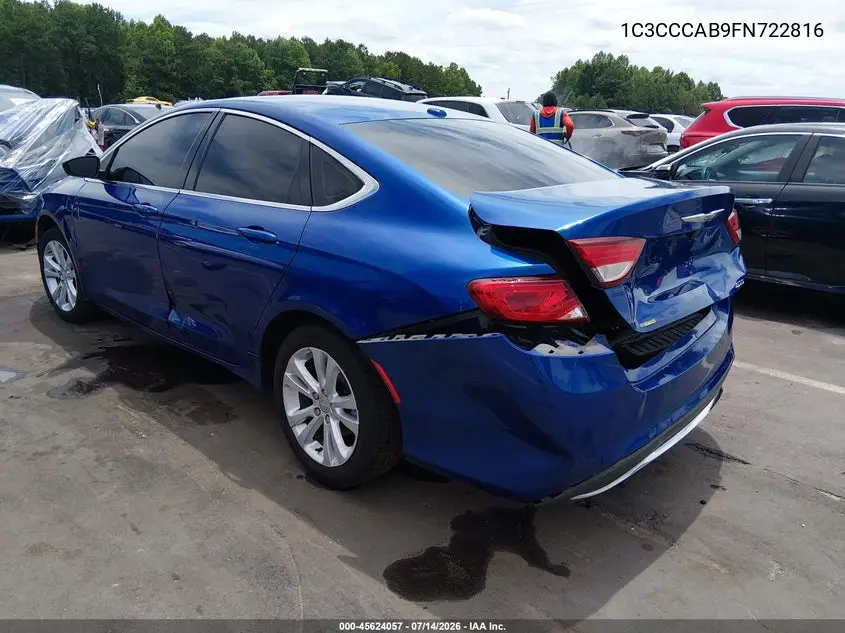 2015 Chrysler 200 Limited VIN: 1C3CCCAB9FN722816 Lot: 45624057