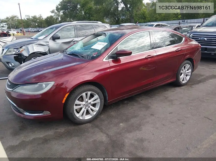 2015 Chrysler 200 Limited VIN: 1C3CCCAB7FN698161 Lot: 45640768