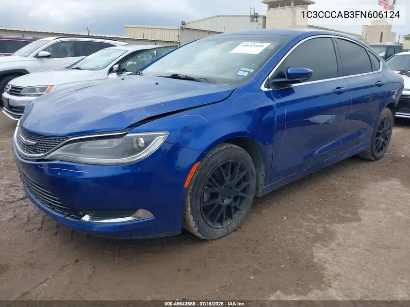 2015 Chrysler 200 Limited VIN: 1C3CCCAB3FN606124 Lot: 45643668