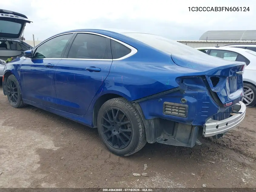 2015 Chrysler 200 Limited VIN: 1C3CCCAB3FN606124 Lot: 45643668