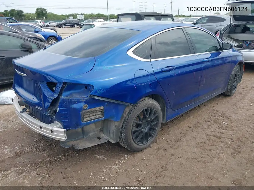 2015 Chrysler 200 Limited VIN: 1C3CCCAB3FN606124 Lot: 45643668