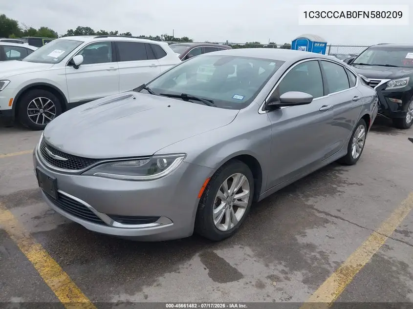 2015 Chrysler 200 Limited VIN: 1C3CCCAB0FN580209 Lot: 45661482