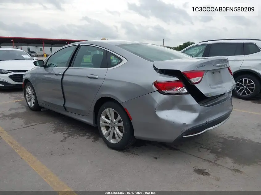 2015 Chrysler 200 Limited VIN: 1C3CCCAB0FN580209 Lot: 45661482