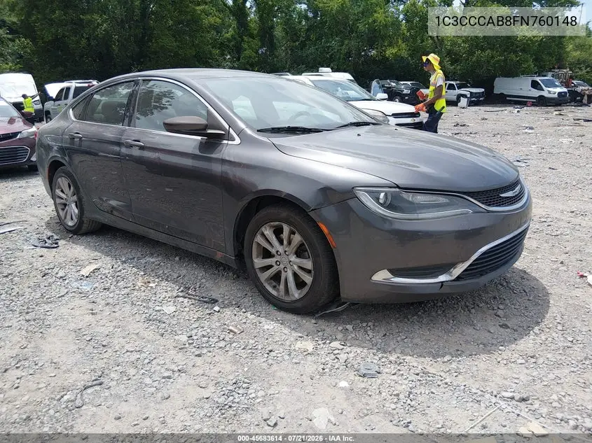 2015 Chrysler 200 Limited VIN: 1C3CCCAB8FN760148 Lot: 45683614