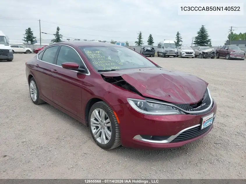 2016 Chrysler 200 Limited VIN: 1C3CCCAB5GN140522 Lot: 12655568