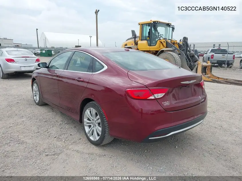 2016 Chrysler 200 Limited VIN: 1C3CCCAB5GN140522 Lot: 12655568