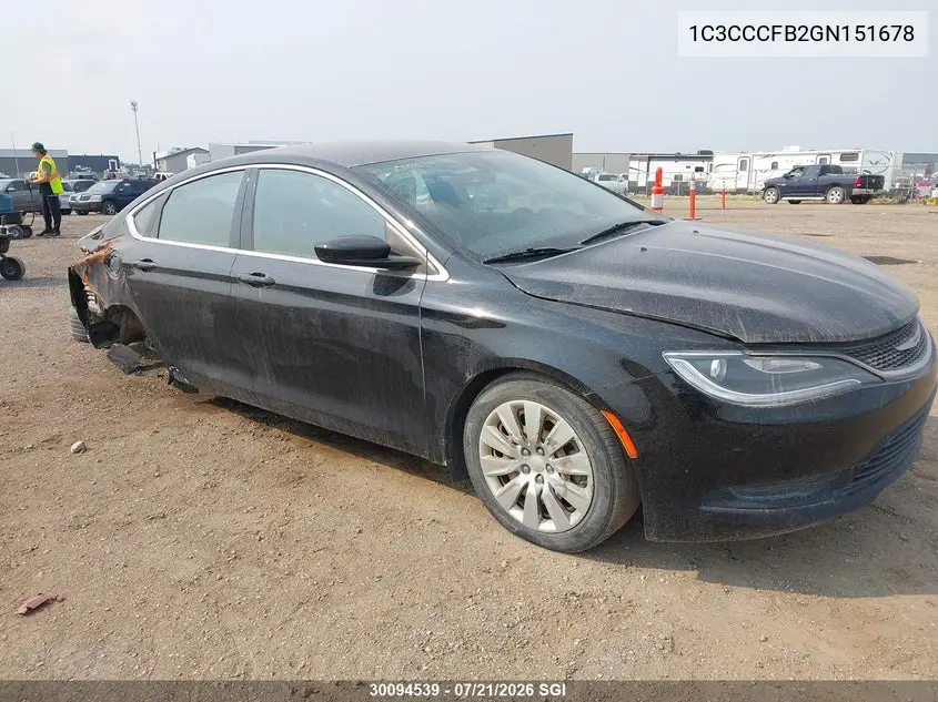 2016 Chrysler 200 Lx VIN: 1C3CCCFB2GN151678 Lot: 30094539