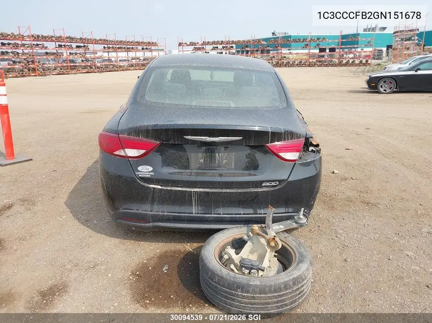 2016 Chrysler 200 Lx VIN: 1C3CCCFB2GN151678 Lot: 30094539