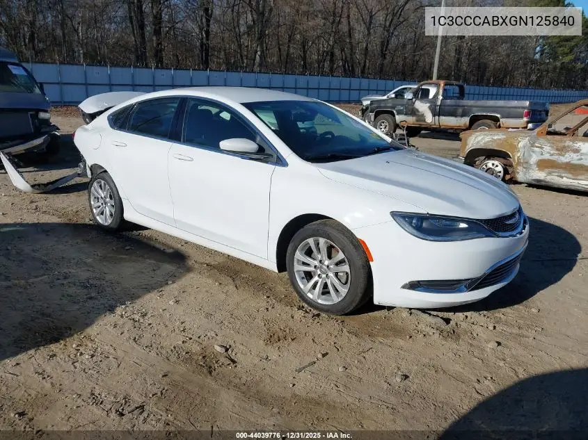 1C3CCCABXGN125840 2016 Chrysler 200 Limited