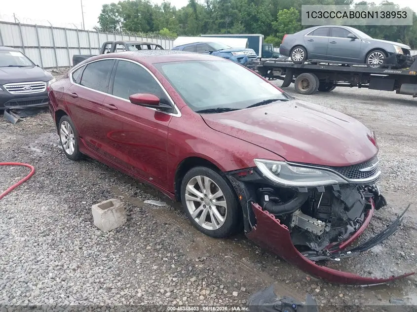 2016 Chrysler 200 Limited VIN: 1C3CCCAB0GN138953 Lot: 45385403