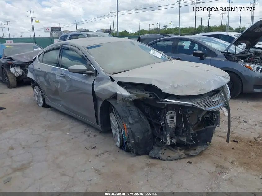 2016 Chrysler 200 Limited VIN: 1C3CCCAB4GN171728 Lot: 45608418