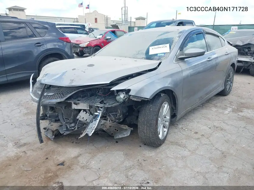 2016 Chrysler 200 Limited VIN: 1C3CCCAB4GN171728 Lot: 45608418