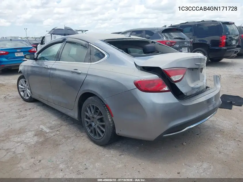 2016 Chrysler 200 Limited VIN: 1C3CCCAB4GN171728 Lot: 45608418