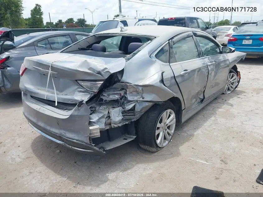 2016 Chrysler 200 Limited VIN: 1C3CCCAB4GN171728 Lot: 45608418