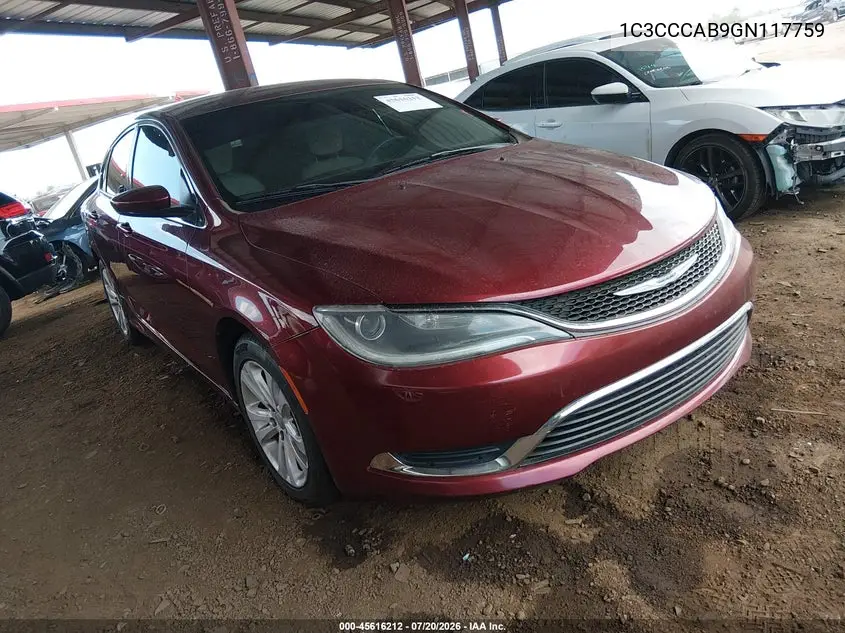 2016 Chrysler 200 Limited VIN: 1C3CCCAB9GN117759 Lot: 45616212
