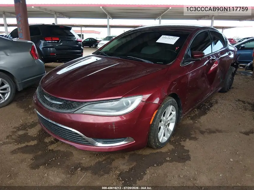 2016 Chrysler 200 Limited VIN: 1C3CCCAB9GN117759 Lot: 45616212