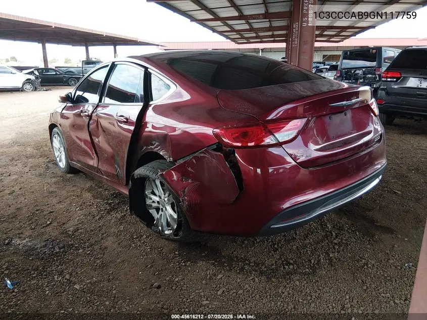 2016 Chrysler 200 Limited VIN: 1C3CCCAB9GN117759 Lot: 45616212