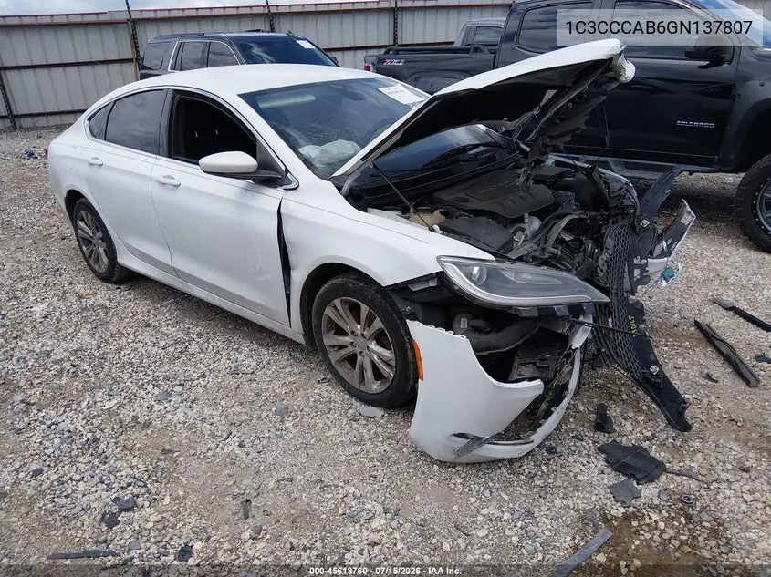 2016 Chrysler 200 Limited VIN: 1C3CCCAB6GN137807 Lot: 45618760