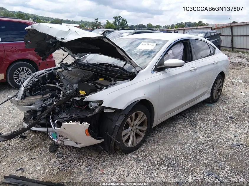 2016 Chrysler 200 Limited VIN: 1C3CCCAB6GN137807 Lot: 45618760