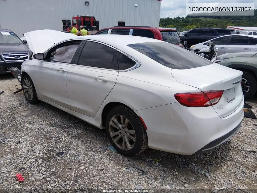 2016 Chrysler 200 Limited VIN: 1C3CCCAB6GN137807 Lot: 45618760