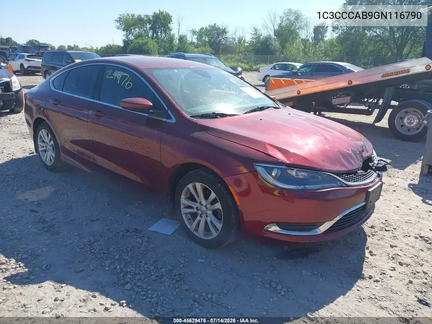 2016 Chrysler 200 Limited VIN: 1C3CCCAB9GN116790 Lot: 45629476