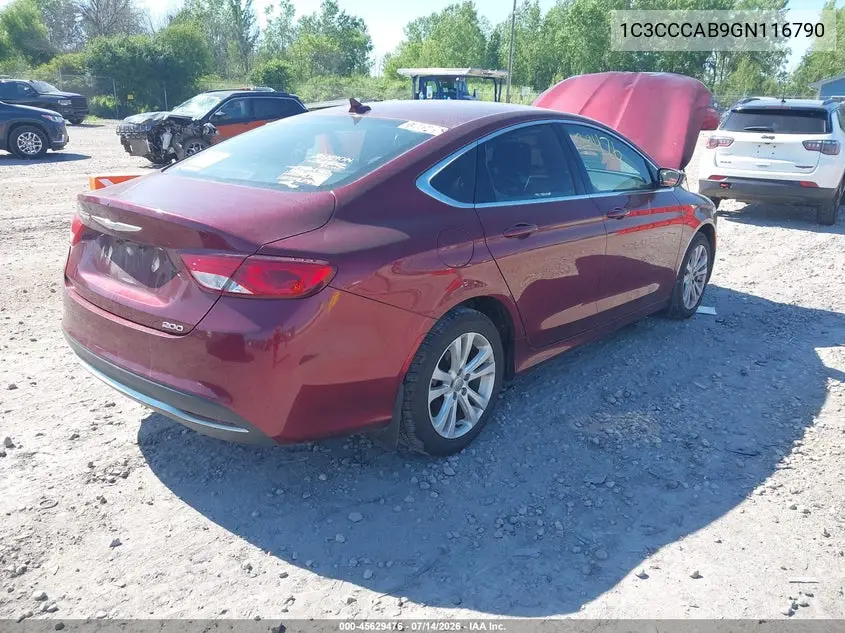 2016 Chrysler 200 Limited VIN: 1C3CCCAB9GN116790 Lot: 45629476