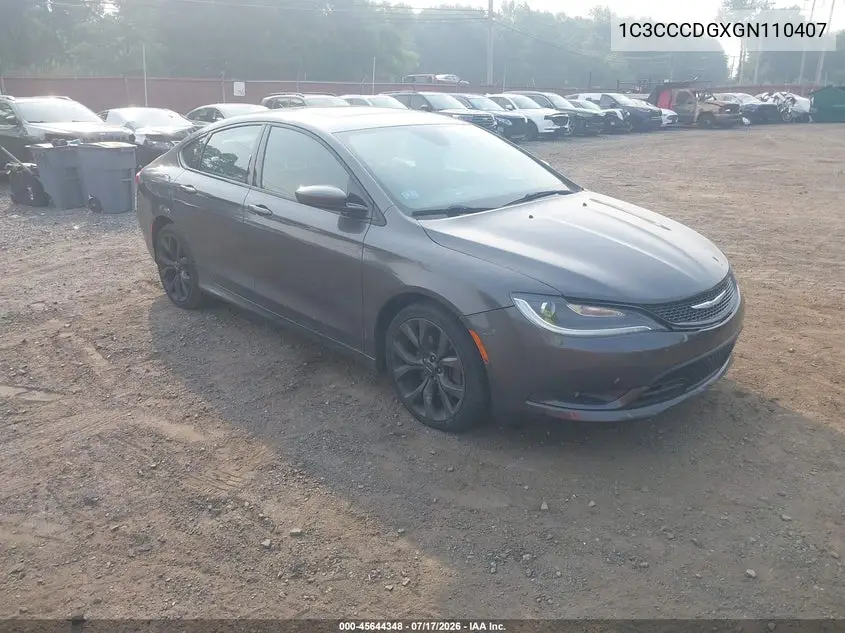 2016 Chrysler 200 S VIN: 1C3CCCDGXGN110407 Lot: 45644348